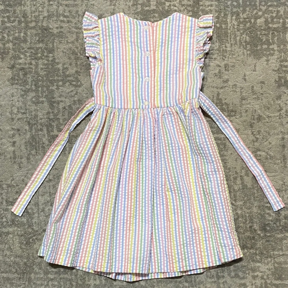 Girls Bonnie Jean Pastel Stripe Smocked Waist Dress, size 5. - Picture 3 of 6